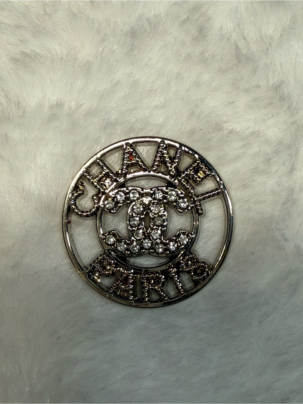 Silver Tone Charm with Rhinestones